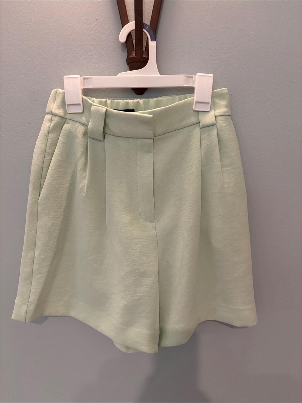 Express High-Waist Pleated Shorts - Light Mint Green